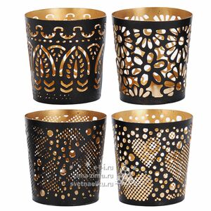 Подсвечник металлический Резные Кружева, 6 см, золото (Koopman, Нидерланды). Артикул: A04041000