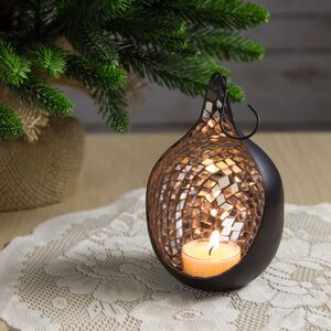 Подсвечник подвесной Мозаика 14*7*10 см черный с серебряным (Koopman, Нидерланды). Артикул: A04314060