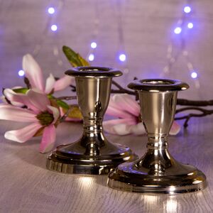 Металлический подсвечник Серебряный Век 9 см, 2 шт, круглое основание (Koopman, Нидерланды). Артикул: A04996010-1