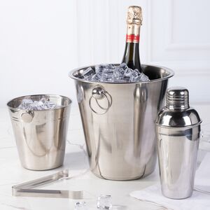 Набор для бармена Лонго - ведерко для шампанского и для льда с щипцами, шейкер Koopman фото 1