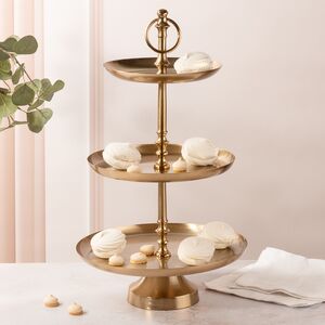 Трехъярусная этажерка для фруктов Jessie 50*30 см золотая Koopman фото 1