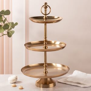 Трехъярусная этажерка для фруктов Jessie 50*30 см золотая Koopman фото 3