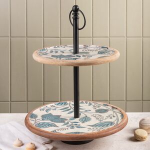 Фруктовница двухярусная Фиори ди Манго 43 см белая, дерево Koopman (Купман) фото 3