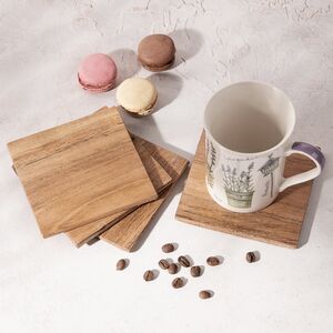 Подставка из дерева Acacia 10 см квадратная, 4 шт (Koopman, Нидерланды). Артикул: A68100160-2