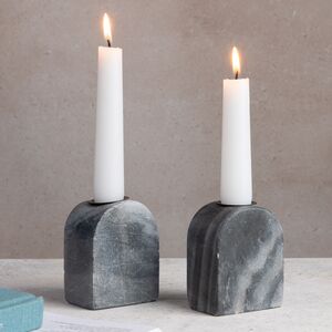 Декоративный подсвечник Кеннет 9*6 см черный, мрамор