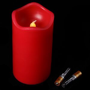 Светильник свеча восковая с мерцающим пламенем 13*7 см красная на батарейках уцененная (Koopman, Нидерланды). Артикул: AAE103170/ACA200220-уцен