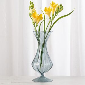 Стеклянная ваза Дель Ветро - Ароса 19 см серо-голубая