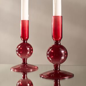 Стеклянный подсвечник Del Vetro - Belluno 14*8 см бургунди (Koopman, Нидерланды). Артикул: AAE204200-2