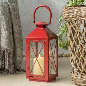 Металлический подсвечник фонарь Блюмберг 34 см красный (Koopman, Нидерланды). Артикул: AAE331250-2