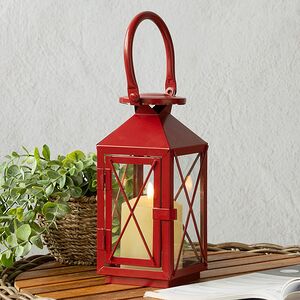 Металлический подсвечник фонарь Blumberg 23 см красный Koopman фото 1