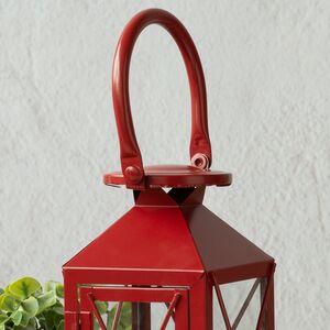 Металлический подсвечник фонарь Blumberg 23 см красный Koopman фото 2