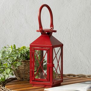 Металлический подсвечник фонарь Blumberg 23 см красный Koopman фото 4