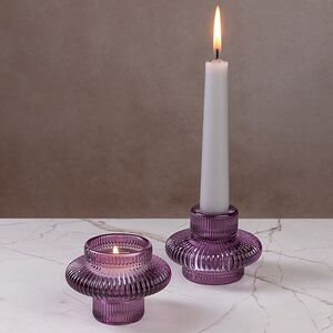 Двухсторонний подсвечник Callisto 8 см сливовый, стекло (Koopman, Нидерланды). Артикул: AC6009250-3