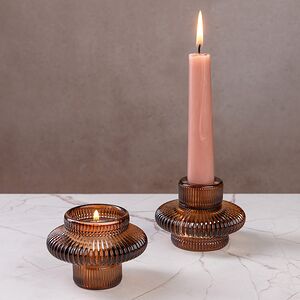 Двухсторонний подсвечник Callisto 8 см шоколадный, стекло (Koopman, Нидерланды). Артикул: AC6009700-2