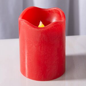 Светильник свеча восковая с мерцающим пламенем 9*7 см красная на батарейках, таймер