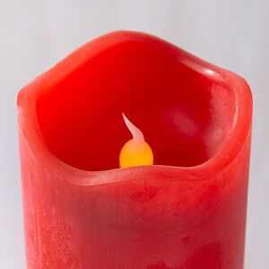 Светильник свеча восковая с мерцающим пламенем 13*7 см красная на батарейках, таймер Koopman фото 2