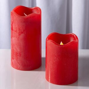 Свеча восковая с мерцающим пламенем красная на батарейках, таймер