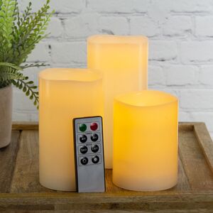 Набор восковых светильников свечей Восторг  10-15 см, 3 шт, с пультом управления, на батарейках Koopman (Купман) фото 3