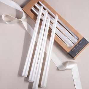 Набор столовых свечей Shannon 30 см белый металлик, 4 шт