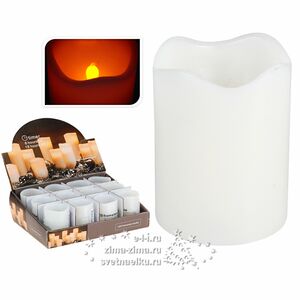 Светильник свеча восковая с мерцающим пламенем 7*5 см белая на батарейках, таймер (Koopman, Нидерланды). Артикул: AAE103180