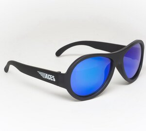 Солнцезащитные очки для подростков Babiators Aces. Спецназ, 6-14 лет, чёрный, cиние линзы
