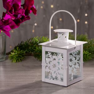 Фонарь для свечи Форест 11 см белый (Koopman, Нидерланды). Артикул: ADA000300-2