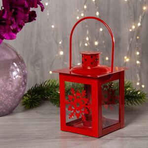 Фонарь для свечи Форест со звездой 14 см красный (Koopman, Нидерланды). Артикул: ADA000310-1-2