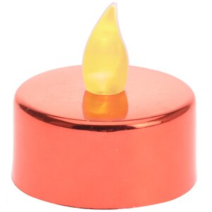 Чайная светодиодная свеча Красный Глянец, 4 см, янтарное пламя, батарейка Koopman фото 3