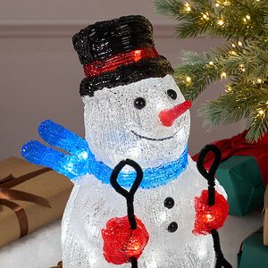 Светодиодная фигура Снеговик Брамс с синим шарфом 31 см, 30 холодных белых LED ламп, IP44 Koopman (Купман) фото 2