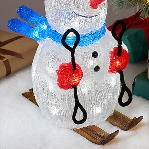Светодиодная фигура Снеговик Брамс с синим шарфом 31 см, 30 холодных белых LED ламп, IP44 Koopman (Купман) фото 3