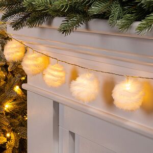 Светодиодная гирлянда на батарейках Пушистики 1.35 м, 10 теплых белых LED ламп, прозрачный ПВХ, IP20