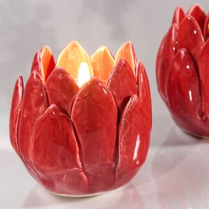 Керамический подсвечник Цветок Иммаколета 7 см бургунди