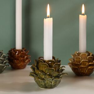 Керамический подсвечник Pomme de Pin 9 см темно-оливковый (Koopman, Нидерланды). Артикул: ALX618790-4