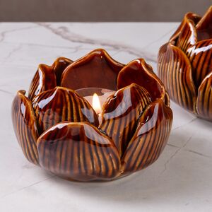 Керамический подсвечник Лотос 9 см махагон