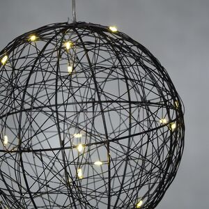 Светодиодный шар Монтелло Блэк 20 см, 20 теплых белых LED ламп, таймер, на батарейках Koopman (Купман) фото 7