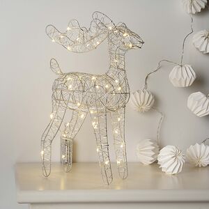 Светодиодный олень Монтелло Сильвер 37 см, 40 теплых белых LED, таймер, на батарейках