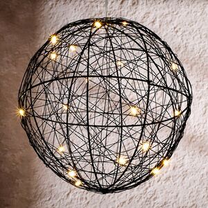 Светодиодный шар Монтелло Блэк 20 см, 20 теплых белых LED ламп, таймер, на батарейках Koopman (Купман) фото 2