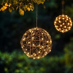 Светодиодный шар Светосфера 15 см, 60 теплых белых LED ламп с мерцанием, на батарейках, таймер, IP44 Koopman (Купман) фото 5