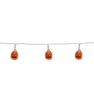 Светодиодная гирлянда на батарейках Хэллоуинские Тыковки 1.35 м, 10 теплых белых LED ламп, прозрачный ПВХ, IP20 Koopman фото 4