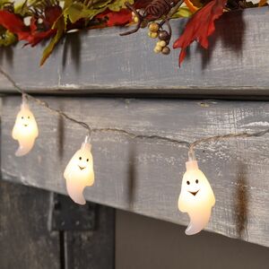 Светодиодная гирлянда на батарейках Хэллоуинские Привидения 1.35 м, 10 теплых белых LED ламп, прозрачный ПВХ, IP20 Koopman фото 3