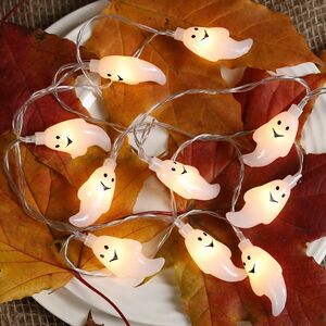 Светодиодная гирлянда на батарейках Хэллоуинские Привидения 1.35 м, 10 теплых белых LED ламп, прозрачный ПВХ, IP20 Koopman фото 2
