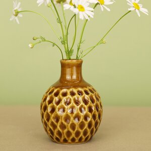 Фарфоровая ваза Honeycombs 10 см медовая Koopman фото 1