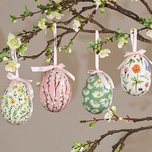 Пасхальные украшения Яйца - Цветочная Лужайка 10 см, 4 шт, подвеска (Koopman, Нидерланды). Артикул: APF713620-набор