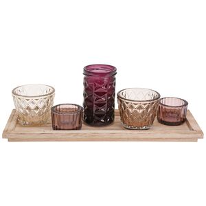 Подсвечник - композиция Сорренто на деревянном подносе, 5 шт (Koopman, Нидерланды). Артикул: ASH505180