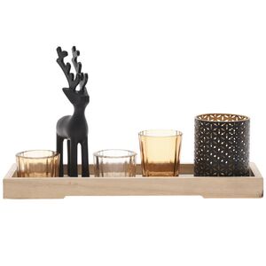 Набор подсвечников на подносе Markinch, 32*19 см, 6 предметов (Koopman, Нидерланды). Артикул: ASH514140