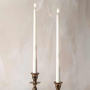 Столовая светодиодная свеча с имитацией пламени Romance 38 см белая, 2 шт с пультом, таймер, на батарейках