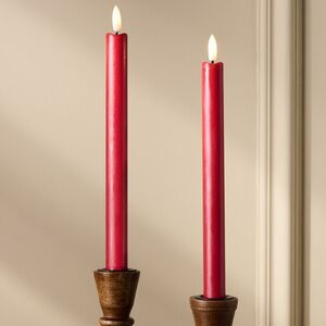 Столовая светодиодная свеча с имитацией пламени Sunrise 25 см красная, 2 шт с пультом, таймер, на батарейках Koopman (Купман) фото 2