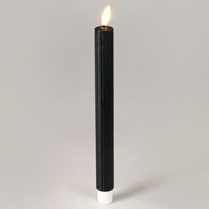 Столовая светодиодная свеча с имитацией пламени Softness 25 см черная, 2 шт с пультом, таймер, на батарейках