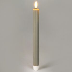 Столовая светодиодная свеча с имитацией пламени Softness 25 см серая, 2 шт с пультом, таймер, на батарейках