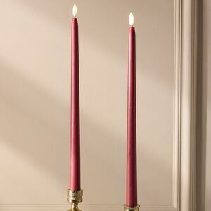 Столовая светодиодная свеча с имитацией пламени Romance 38 см бордовая, 2 шт с пультом, таймер, на батарейках Koopman (Купман) фото 2